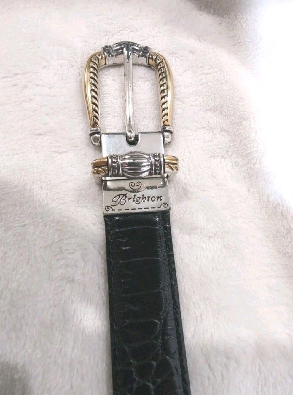 BRIGHTON REVERSIBLE BELT Size 32 BLACK & BROWN COMBO CROCK LEATHER B40389  EUC